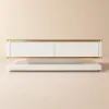 Gapn 1300mm White Rectangular Coffee Table with Storage 4 Drawers Tempered Glass Top