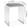 Velvet Upholstered and Acrylic Frame Dressing Table Stool Grey and Clear Ottoman