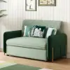 135 cm 1-Seater Green Velvet Convertible Sleeper Sofa with Storage & Pillows – 2