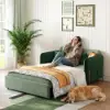 135 cm 1-Seater Green Velvet Convertible Sleeper Sofa with Storage & Pillows – 2