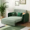 135 cm 1-Seater Green Velvet Convertible Sleeper Sofa with Storage & Pillows – 2