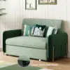135 cm 1-Seater Green Velvet Convertible Sleeper Sofa with Storage & Pillows – 2