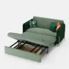 135 cm 1-Seater Green Velvet Convertible Sleeper Sofa with Storage & Pillows – 2