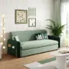 170 cm 3-Seater Green Velvet Convertible Sleeper Sofa with Storage & Pillows – King Upholstered