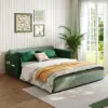 170 cm 3-Seater Green Velvet Convertible Sleeper Sofa with Storage & Pillows – King Upholstered