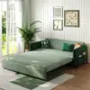 170 cm 3-Seater Green Velvet Convertible Sleeper Sofa with Storage & Pillows – King Upholstered