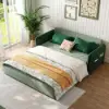 170 cm 3-Seater Green Velvet Convertible Sleeper Sofa with Storage & Pillows – King Upholstered