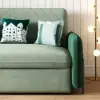 170 cm 3-Seater Green Velvet Convertible Sleeper Sofa with Storage & Pillows – King Upholstered