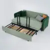 170 cm 3-Seater Green Velvet Convertible Sleeper Sofa with Storage & Pillows – King Upholstered