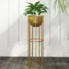 600mm Gold Plant Pot Indoor Modern Metal Planter with Gold Stand for Living Room