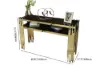 Modern 47" Sintered Stone Narrow Console Table with Storage Shelf & Golden Legs – Marble