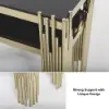 Modern 47" Sintered Stone Narrow Console Table with Storage Shelf & Golden Legs – Marble