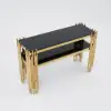 Modern 47" Sintered Stone Narrow Console Table with Storage Shelf & Golden Legs – Marble