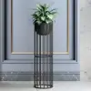 Picture of 600mm Black Plant Pot Indoor Modern Metal Planter with Stand for Living Room