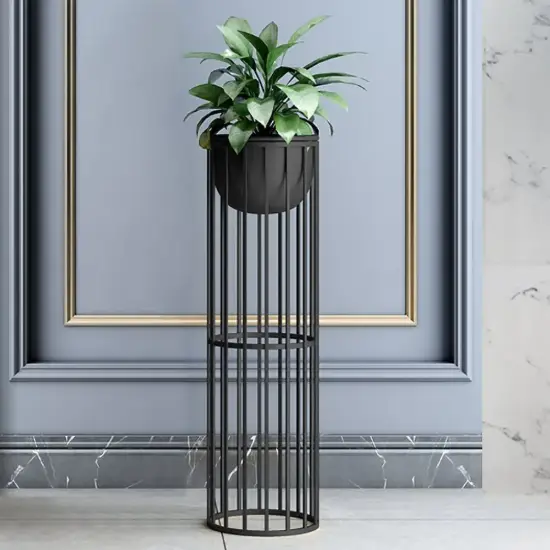 Picture of 600mm Black Plant Pot Indoor Modern Metal Planter with Stand for Living Room