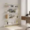 Picture of 1800mm Modern White Tall Freestanding Wooden Office 4 Shelves Etagere Bookcase in Gold