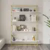 Picture of 1800mm Modern White Tall Freestanding Wooden Office 4 Shelves Etagere Bookcase in Gold