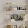 Picture of 1800mm Modern White Tall Freestanding Wooden Office 4 Shelves Etagere Bookcase in Gold