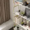 Picture of 1800mm Modern White Tall Freestanding Wooden Office 4 Shelves Etagere Bookcase in Gold