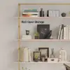 Picture of 1800mm Modern White Tall Freestanding Wooden Office 4 Shelves Etagere Bookcase in Gold