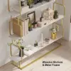 Picture of 1800mm Modern White Tall Freestanding Wooden Office 4 Shelves Etagere Bookcase in Gold