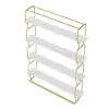 Picture of 1800mm Modern White Tall Freestanding Wooden Office 4 Shelves Etagere Bookcase in Gold