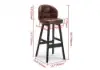 Brown Rustic Upholstered Rustic Bar Stools Set of 2 PU Leather Tufted Curved Back