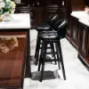 Rustic Black PU Leather Bar Height Tufted Bar Stools with Curved Back Set of 2