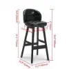 Rustic Black PU Leather Bar Height Tufted Bar Stools with Curved Back Set of 2
