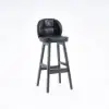 Rustic Black PU Leather Bar Height Tufted Bar Stools with Curved Back Set of 2
