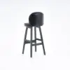 Rustic Black PU Leather Bar Height Tufted Bar Stools with Curved Back Set of 2