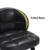 Rustic Black PU Leather Bar Height Tufted Bar Stools with Curved Back Set of 2