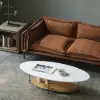 1000mm Modern White & Natural Oval Coffee Table with Storage Shelf Light Wood and Metal