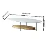 1000mm Modern White & Natural Oval Coffee Table with Storage Shelf Light Wood and Metal