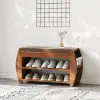 Shoe Storage Entryway Bench Wooden Shoe Rack in Brown (820mm)