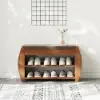 Shoe Storage Entryway Bench Wooden Shoe Rack in Brown (820mm)