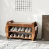 Shoe Storage Entryway Bench Wooden Shoe Rack in Brown (820mm)