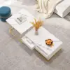 Rectangle 2-Piece Nesting Set White Coffee Table with Metal Base and Storage