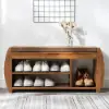 Large Shoe Storage Entryway Bench Bamboo Shoe Rack in Brown (1020mm)