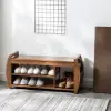 Large Shoe Storage Entryway Bench Bamboo Shoe Rack in Brown (1020mm)