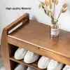 Large Shoe Storage Entryway Bench Bamboo Shoe Rack in Brown (1020mm)