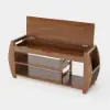 Large Shoe Storage Entryway Bench Bamboo Shoe Rack in Brown (1020mm)