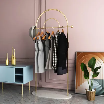 1700mm Modern Freestanding Rail Cloth Rack with Marble Base