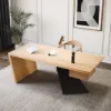 Modern 140 cm Rectangular Natural Rubberwood Desk with Drawer