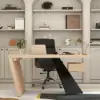Modern 140 cm Rectangular Natural Rubberwood Desk with Drawer
