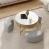 Picture of Modern 8000 mm Round Lift-Top Coffee Table Set with 3 Ottomans & Tempered Glass Top