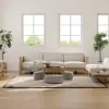 Picture of Modern 8000 mm Round Lift-Top Coffee Table Set with 3 Ottomans & Tempered Glass Top