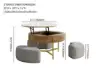 Picture of Modern 8000 mm Round Lift-Top Coffee Table Set with 3 Ottomans & Tempered Glass Top