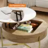 Picture of Modern 8000 mm Round Lift-Top Coffee Table Set with 3 Ottomans & Tempered Glass Top