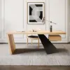 Modern 160 cm Rectangular Natural Rubberwood Desk with Drawer